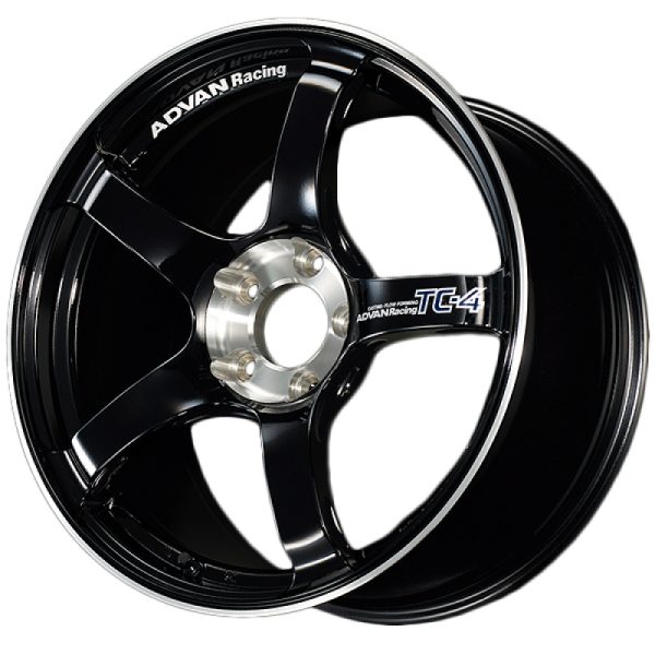 Advan TC4 18x10 35 5x114.3 Racing Gloss Black and Diamond Cut Advan Wheels