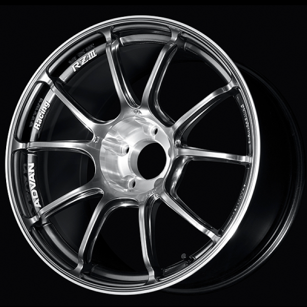 Advan RZIII 18x9.5 12 5x114.3 Hyper Platinum Black and Diamond Cut Advan Wheels