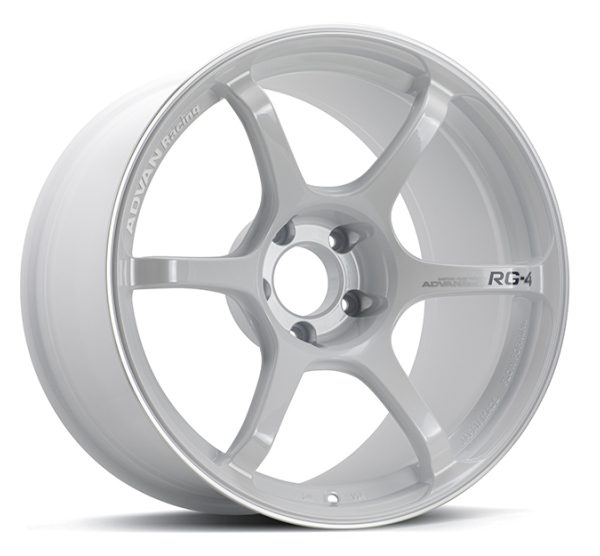 Advan RG-4 18x7 +41 4-100 Racing White Metallic & Ring Wheel Advan Wheels