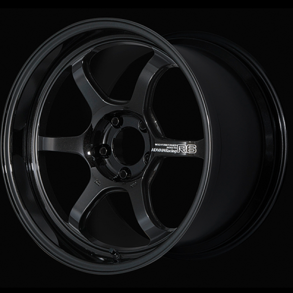 Advan R6 18x10.0 +24 5-114.3 Racing Titanium Black Wheel Advan Wheels