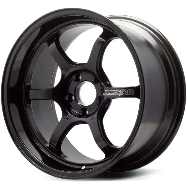 Advan R6 18x9.5 +45 5-114.3 Racing Titanium Black Wheel Advan Wheels