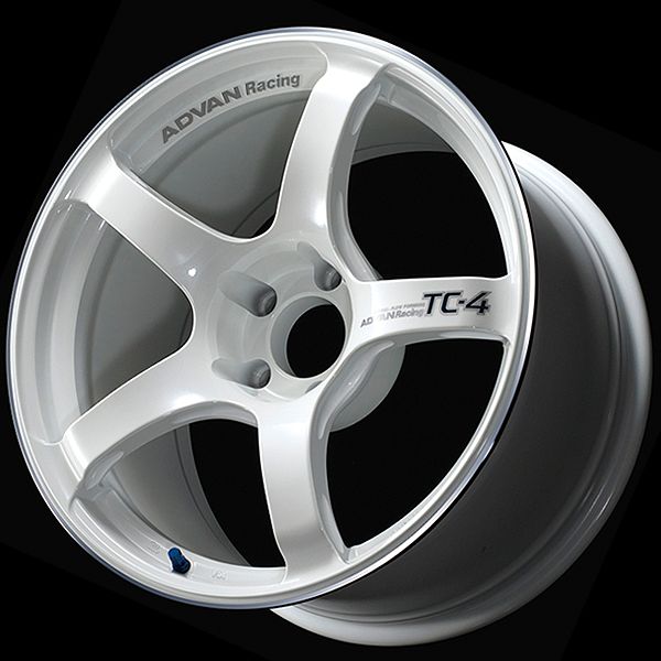 Advan TC4 18x8.5 +45 5x100 Racing White Metallic and Ring Wheel Advan Wheels