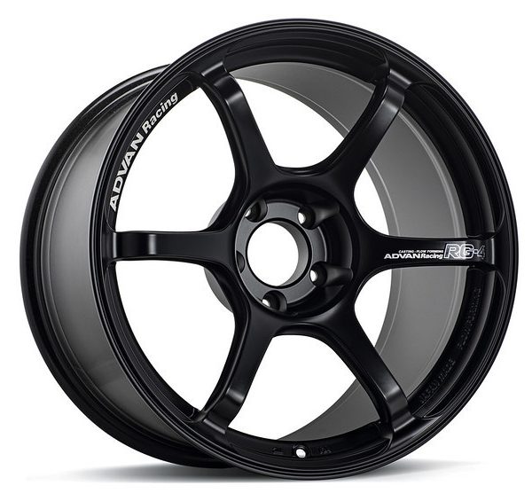 Advan RG-4 18x9.5 +12 5-114.3 Semi Gloss Black Wheel Advan Wheels